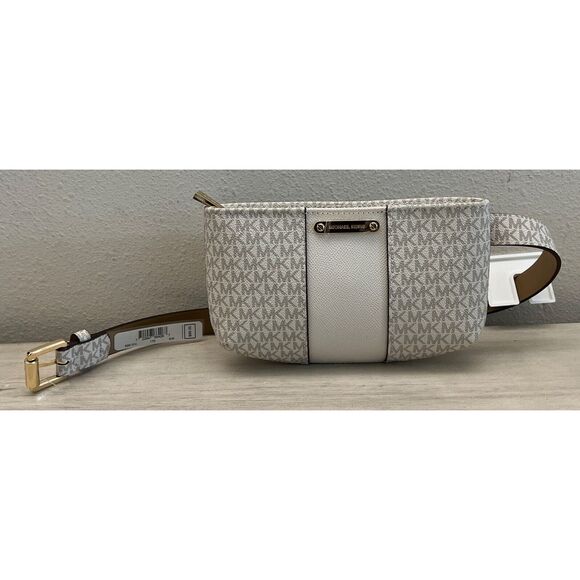 Michael Kors 556137C 001 Sz L/XL Black Signature MK Allover Print Belt Bag - Picture 1 of 11
